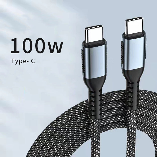 PD Fast Charge 100W Data Cable Braided C-C For Mobile Phone Super Fast Charge - Shoppers Haven  - Cables     