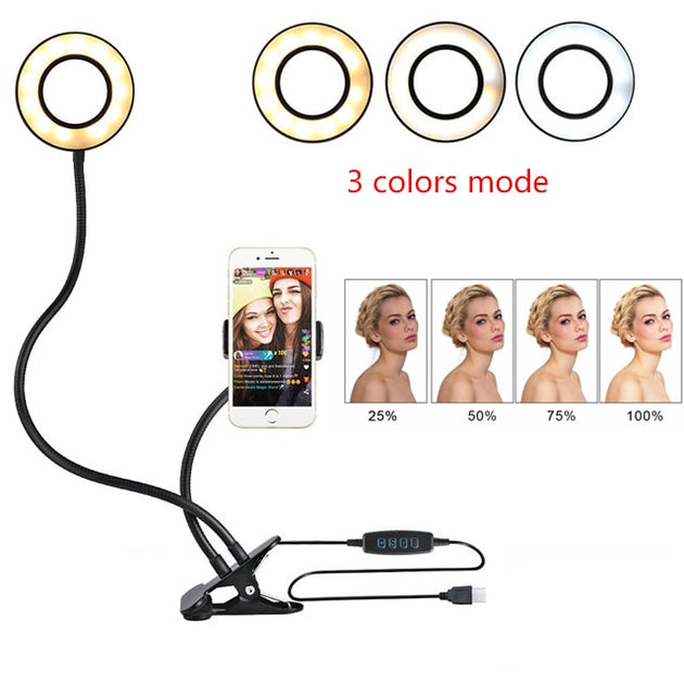 LED Selfie Ring Light 8cm Stand - Shoppers Haven  - Holder&Stand     
