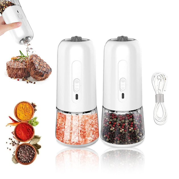Gravity Pepper Mills Electric Salt And Pepper Grinder Adjustable Coarseness With LED Light - Shoppers Haven  - Kitchen     