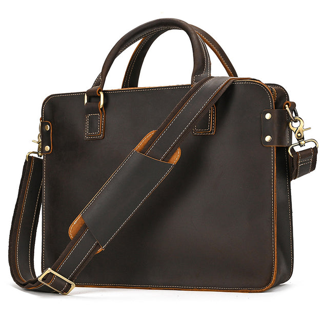 Retro Style Leather Briefcase - Shoppers Haven  - Briefcase     