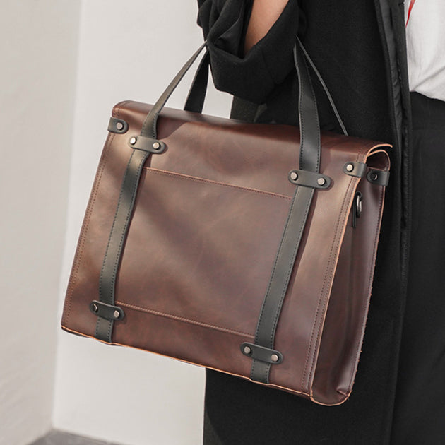 Leather Business Laptop Bag - Shoppers Haven  - Briefcase     