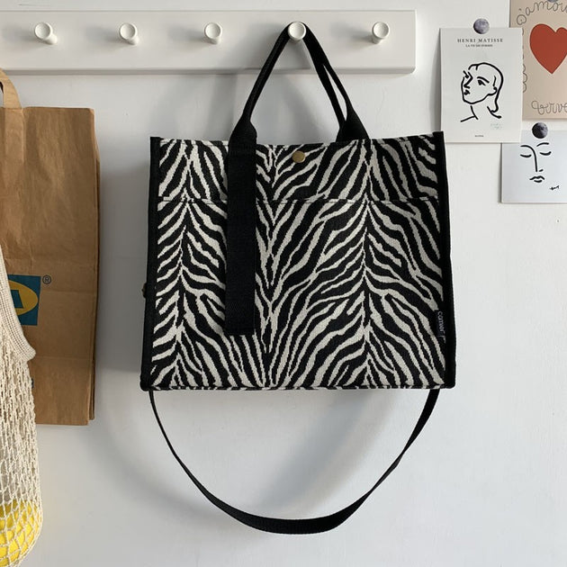 Thickened Zebra Canvas Bag - Shoppers Haven  - Totes     