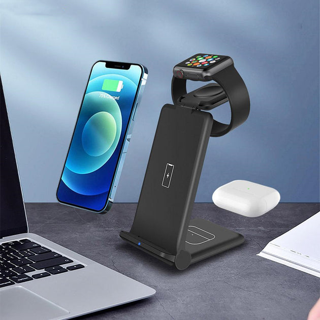 3 In 1 Wireless Charger Station Fast Charging Stand - Shoppers Haven  - Holder&Stand     