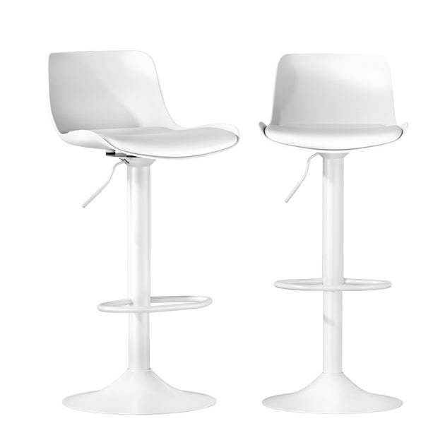 Artiss Bar Stools Kitchen Swivel Gas Lift Stool Leather Dining Chairs White x2 - Shoppers Haven  - Furniture > Bar Stools & Chairs     