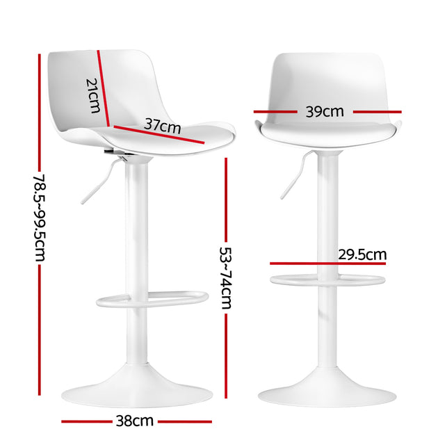 Artiss Bar Stools Kitchen Swivel Gas Lift Stool Leather Dining Chairs White x2 - Shoppers Haven  - Furniture > Bar Stools & Chairs     