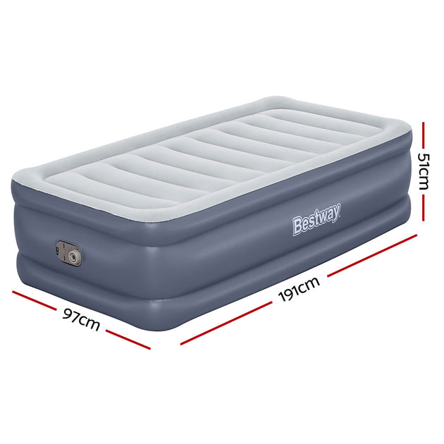 Bestway Mattress Air Bed Single Size 51CM Inflatable Camping Beds Home Outdoor - Shoppers Haven  - Home & Garden > Inflatable Mattress     