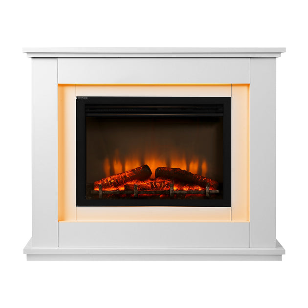 Devanti Electric Fireplace Fire Heater 2000W White - Shoppers Haven  - Appliances > Heaters     
