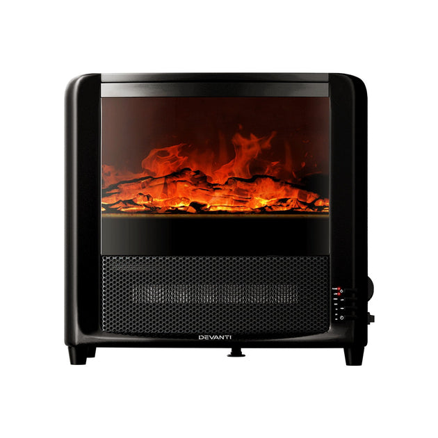 Devanti Electric Fireplace Fire Heaters 2000W - Shoppers Haven  - Appliances > Heaters     