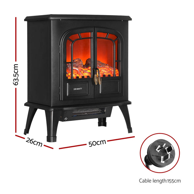 Devanti Electric Fireplace Fire Heaters 2000W - Shoppers Haven  - Appliances > Heaters     