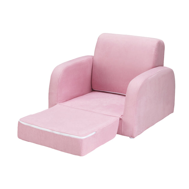 Keezi Kids Sofa 2 Seater Children Flip Open Couch Lounger Armchair Soft Pink - Shoppers Haven  - Baby & Kids > Kid's Furniture     
