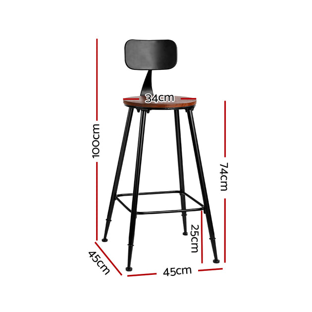 Artiss 4x Bar Stools Vintage Metal Chairs - Shoppers Haven  - Furniture > Bar Stools & Chairs     