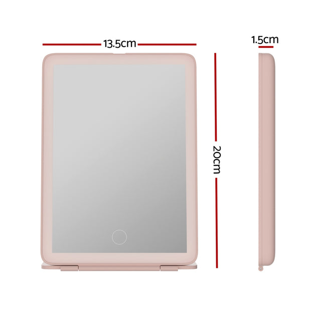 Embellir Compact Makeup Mirror w/ LED Light Portable Foldable Travel Beauty Pink - Shoppers Haven  - Health & Beauty > Makeup Mirrors     