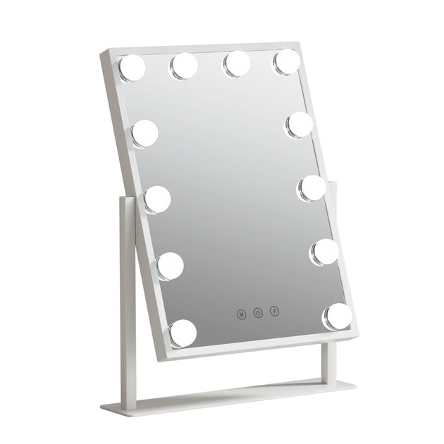 Embellir Makeup Mirror Hollywood Vanity with LED Light Rotation Tabletop White - Shoppers Haven  - Health & Beauty > Makeup Mirrors     