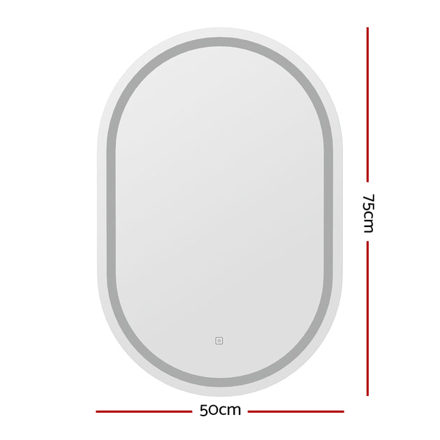 Embellir LED Wall Mirror With Light 50X75CM Bathroom Decor Oval Mirrors Vanity - Shoppers Haven  - Health & Beauty > Makeup Mirrors     