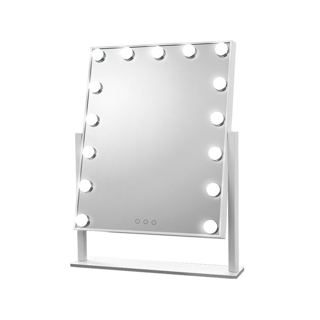 Embellir Makeup Mirror 40X50cm Hollywood with Light Round 360&deg; Rotation 15 LED - Shoppers Haven  - Health & Beauty > Makeup Mirrors     