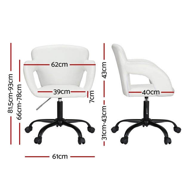 Artiss Office Chair Mid Back White - Shoppers Haven  - Furniture > Bar Stools & Chairs     