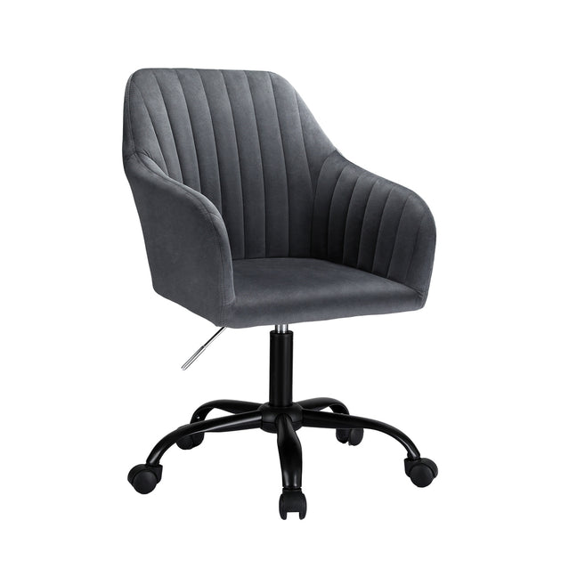 Artiss Office Chair Velvet Seat Dark Grey - Shoppers Haven  - Furniture > Bar Stools & Chairs     
