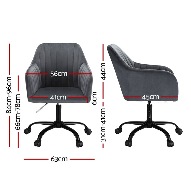 Artiss Office Chair Velvet Seat Dark Grey - Shoppers Haven  - Furniture > Bar Stools & Chairs     