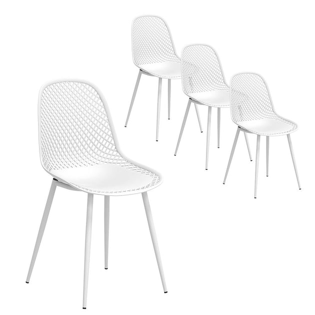 Gardeon 4PC Outdoor Dining Chairs PP Lounge Chair Patio Garden Furniture White - Shoppers Haven  - Furniture > Bar Stools & Chairs     