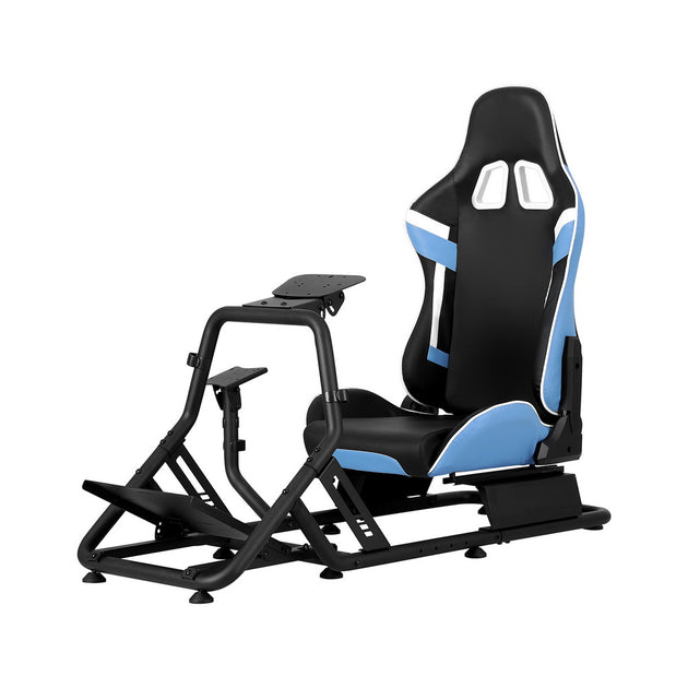 Artiss Racing Simulator Cockpit Steering Wheel Gaming Chair Blue - Shoppers Haven  - Furniture > Bar Stools & Chairs     