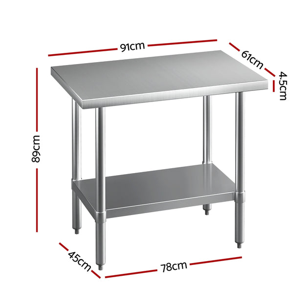 Cefito Stainless Steel Kitchen Benches Work Bench 910x610mm 430 - Shoppers Haven  - Furniture > Dining     