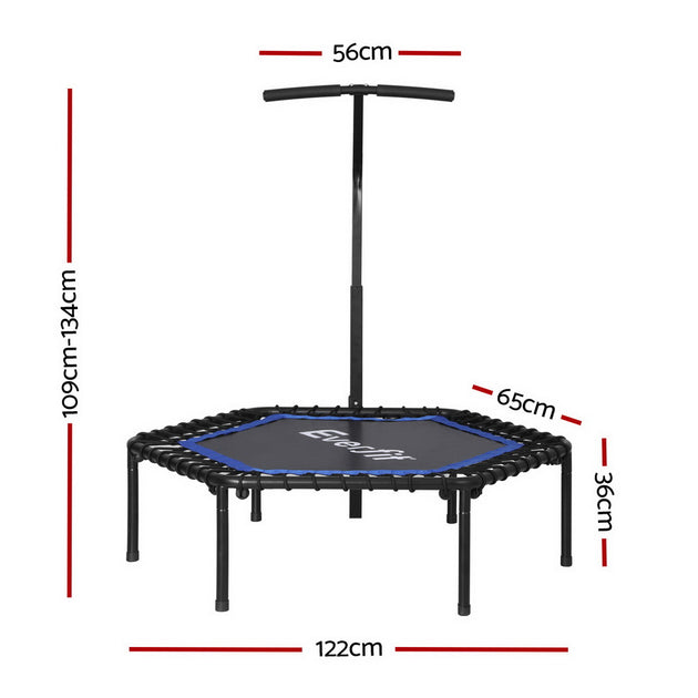 Everfit 48inch Hexagon Trampoline Kids Exercise Fitness Adjustable Handrail Blue - Shoppers Haven  - Sports & Fitness > Trampolines     