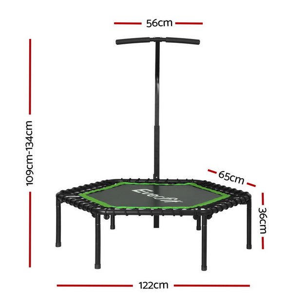 Everfit 48inch Hexagon Trampoline Kids Exercise Adjustable Handrail Green - Shoppers Haven  - Sports & Fitness > Trampolines     