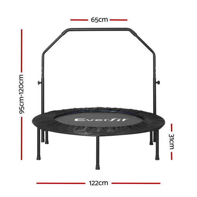 Everfit 48inch Round Trampoline Kids Exercise Fitness Adjustable Handrail Blue - Shoppers Haven  - Sports & Fitness > Trampolines     