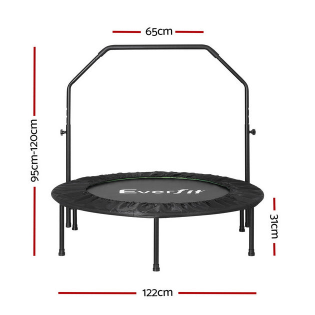 Everfit 48inch Round Trampoline Kids Exercise Fitness Adjustable Handrail Green - Shoppers Haven  - Sports & Fitness > Trampolines     