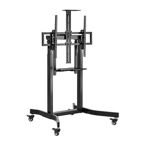 BRATECK Deluxe Motorized Large TV Cart with Tilt, Equipment Shelf and Camera Mount Fit 55'-100' Up to 120Kg - Black - Shoppers Haven  - Audio & Video > TV Accessories     