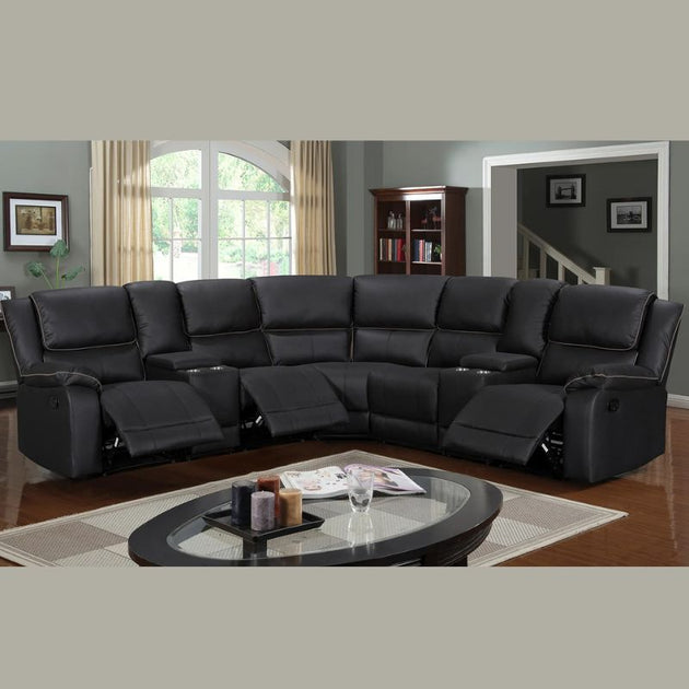 5 Seater Modular Manual Corner 3 Recliner with 2 cup holder consoles - Shoppers Haven  - Furniture > Sofas     