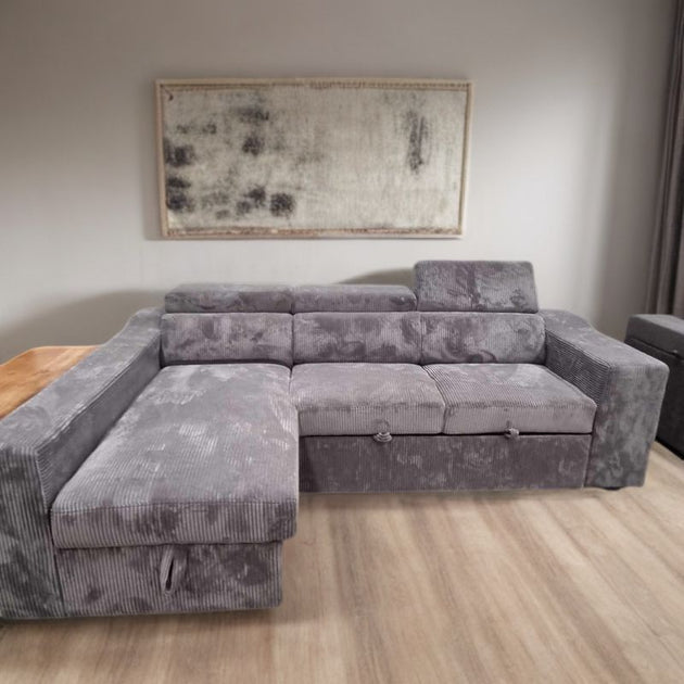 Comfort Sleeper: Stylish Fabric Sofa Bed for Cozy Living Dark Grey - Left - Shoppers Haven  - Furniture > Sofas     