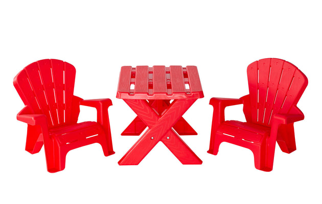 Kids Durable Table and Two Child-sized Chairs Set - Red - Shoppers Haven  - Home & Garden > Garden Furniture     
