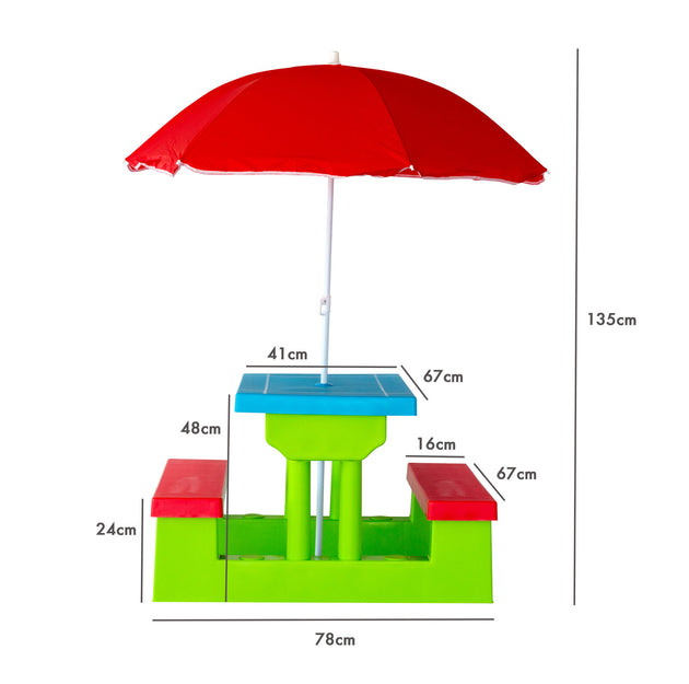 Durable Kids Picnic Table Set with Umbrella - Shoppers Haven  - Home & Garden > Garden Furniture     