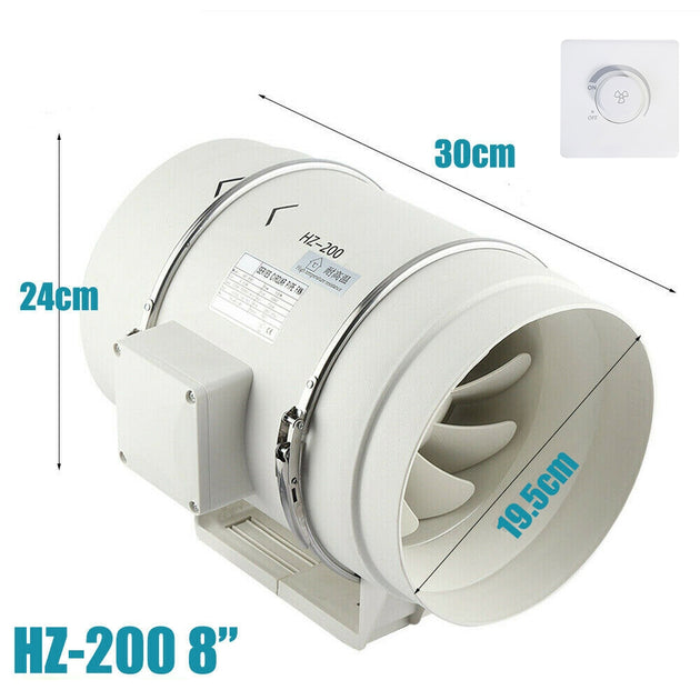 8inch Extractor Fan Duct Hydroponic Inline Exhaust Vent Industrial - Shoppers Haven  - Appliances > Appliances Others     