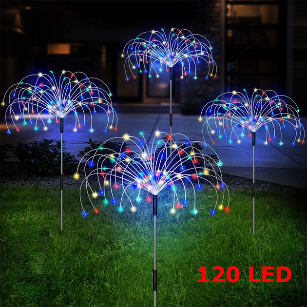 Colourful Fireworks 120 LED Fairy String Lights Starburst Solar Xmas Garden Night Lamp Hot NEW - Shoppers Haven  - Home & Garden > Garden Lights     