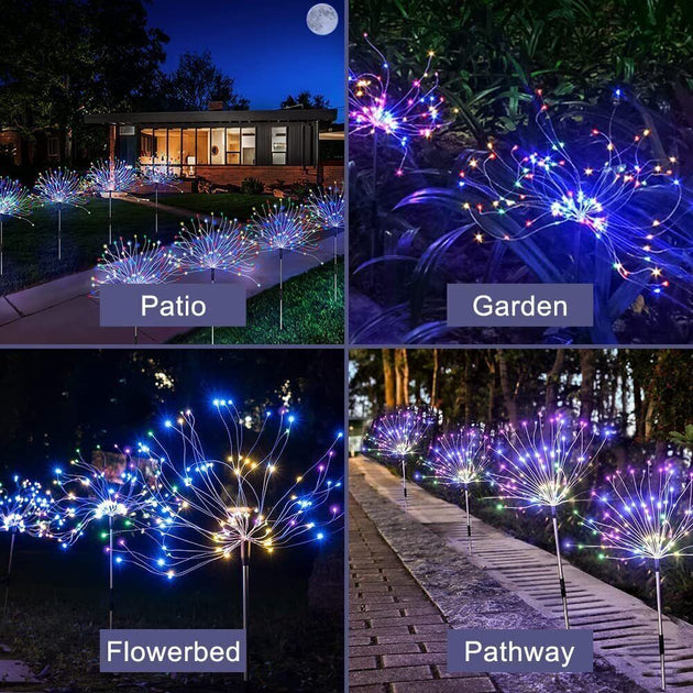 Colourful Fireworks 120 LED Fairy String Lights Starburst Solar Xmas Garden Night Lamp Hot NEW - Shoppers Haven  - Home & Garden > Garden Lights     
