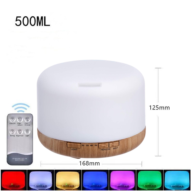 Aroma Aromatherapy Diffuser LED Oil Ultrasonic Air Humidifier Purifier 500ML Wood Grain - Shoppers Haven  - Appliances > Aroma Diffusers & Humidifiers     