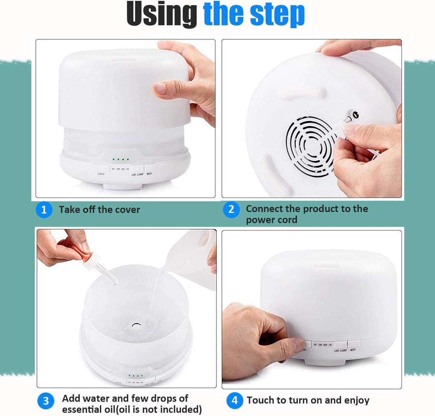 Aroma Aromatherapy Diffuser LED Oil Ultrasonic Air Humidifier Purifier 500ML white - Shoppers Haven  - Appliances > Aroma Diffusers & Humidifiers     
