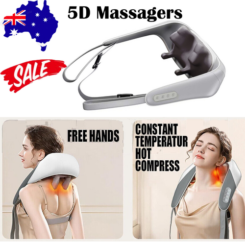 5D Massagers for Neck and Shoulder with Heat Goletsure Pain Relief Deep Kneading Grey - Shoppers Haven  - Health & Beauty > Massage     