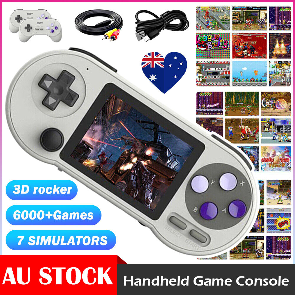 SF2000 3inch IPS Handheld Game Console Built-in 6000 Games Retro Games FC/SFC AU - Shoppers Haven  - Gift & Novelty > Games     