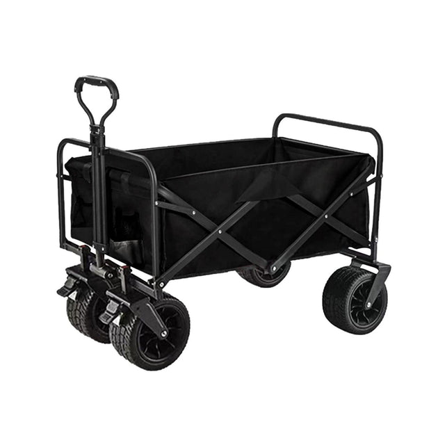 1PC Foldable Shopping Cart ( Black ), Heavy Duty Collapsible Wagon with All-Terrain 10cm Wheels, Load 150kg, Portable 160 Liter Large Capacity Beach Wagon, Camping, Garden, Beach Day, Picnics, Shopping, Outdoor Grocery Cart with Adjustable Handle - Shoppers Haven  - Outdoor > Camping     