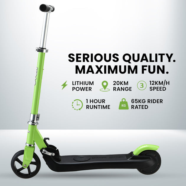 ROVO KIDS Electric Scooter Lithium Ride-On Foldable E-Scooter 125W Rechargeable, Green - Shoppers Haven  - Baby & Kids > Ride on Cars, Go-karts & Bikes     