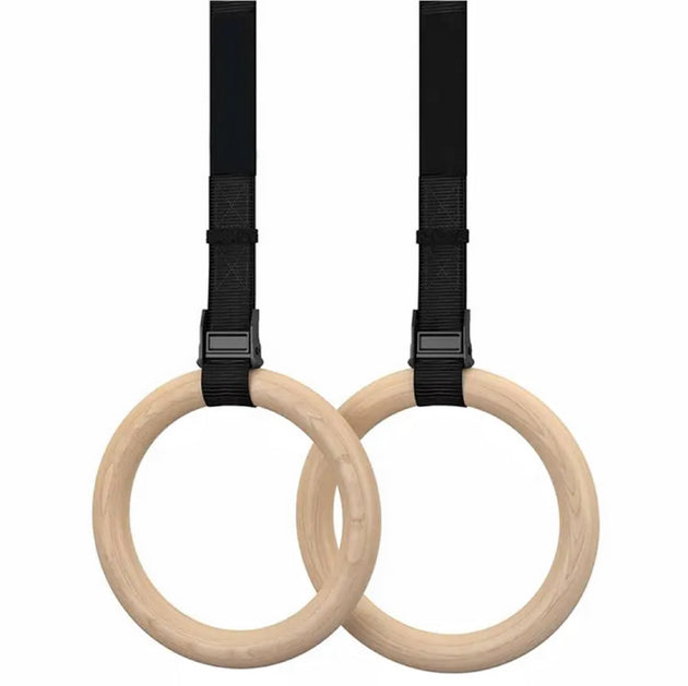VERPEAK Wooden Gymnastic Rings with Adjustable Straps Heavy Duty Exercise Gym Rings Wooden - Shoppers Haven  - Sports & Fitness > Bikes & Accessories     