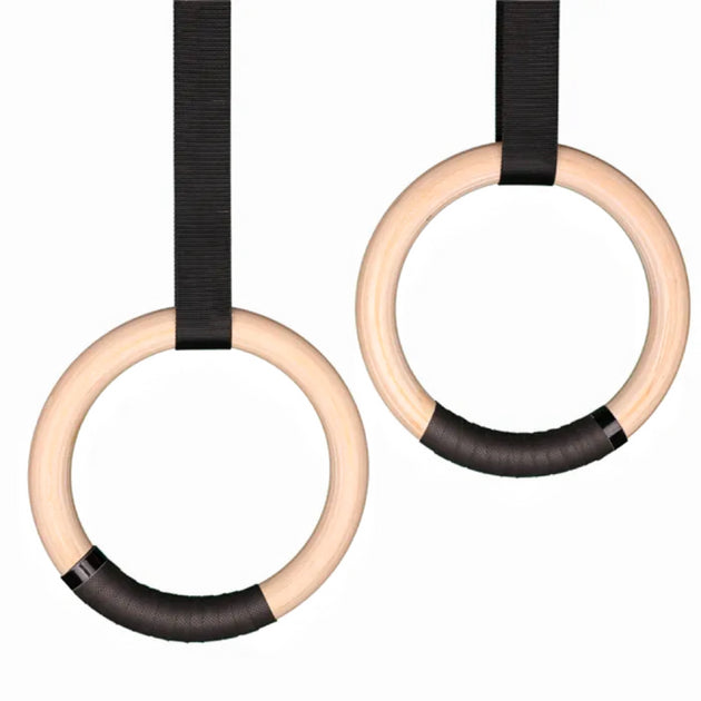VERPEAK Wooden Gymnastic Rings 32mm for Gym Exercise Fitness Wooden - Shoppers Haven  - Sports & Fitness > Bikes & Accessories     