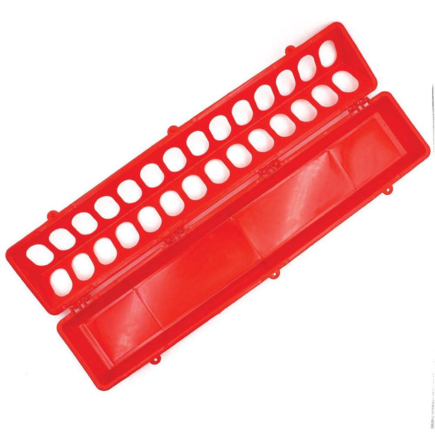 50cm Long Poultry Feeder Chicken Feeding Trough Red Plastic Flip Top Container - Shoppers Haven  - Pet Care > Farm Supplies     