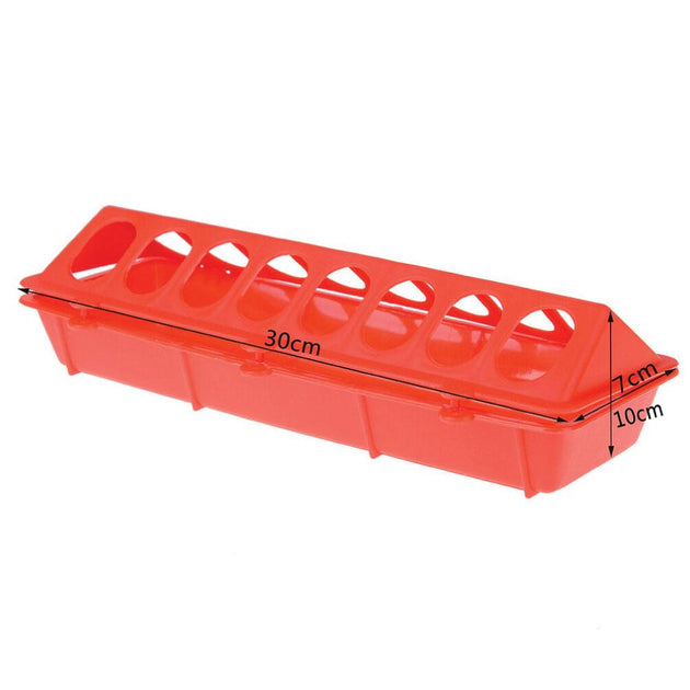 30cm Long Poultry Feeder Feeding Trough Chicken Chick Red Plastic Flip Top Container - Shoppers Haven  - Pet Care > Farm Supplies     