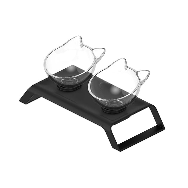 2x200ml Elevated Cat Bowl Stand - Double Dinner Pet Kitten Food Twin Feeder - Shoppers Haven  - Pet Care > Pet Food     