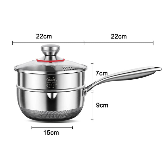 Premium 316 Stainless Steel Non-Stick 22cm Milk Pot with Double-Sided Honeycomb Design - Shoppers Haven  - Appliances > Kitchen Appliances     