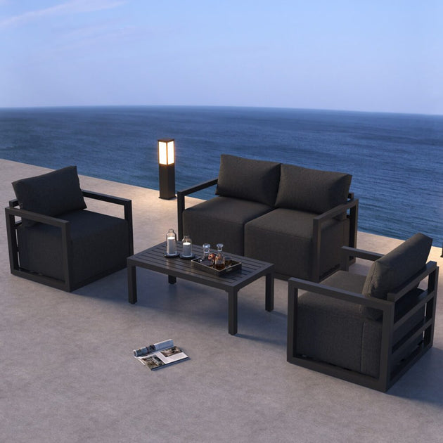 Alfresco Serenity Outdoor Lounge Set – Charcoal Grey - Shoppers Haven  - Furniture > Outdoor     